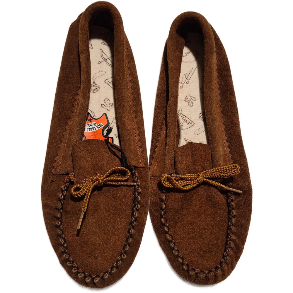 Laurentian Chief Womens Moccasins Size 8 Genuine Canadian Leather Suede Slippers